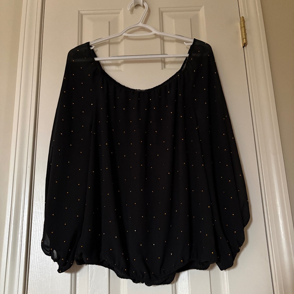 Vince Camuto Size Medium Black Top with Gold Accents